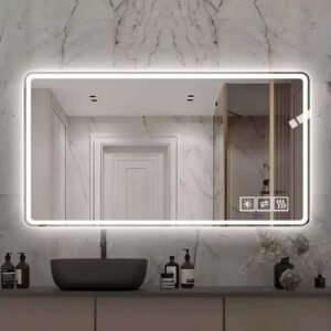 48x32 LED Bathroom Mirror: 3 Colors, 5-Level Dimmable, Anti-Fog, Wall Mounted, Horizontal/Vertical