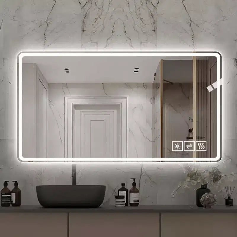 48x32 LED Bathroom Mirror: 3 Colors, 5-Level Dimmable, Anti-Fog, Wall Mounted, Horizontal/Vertical