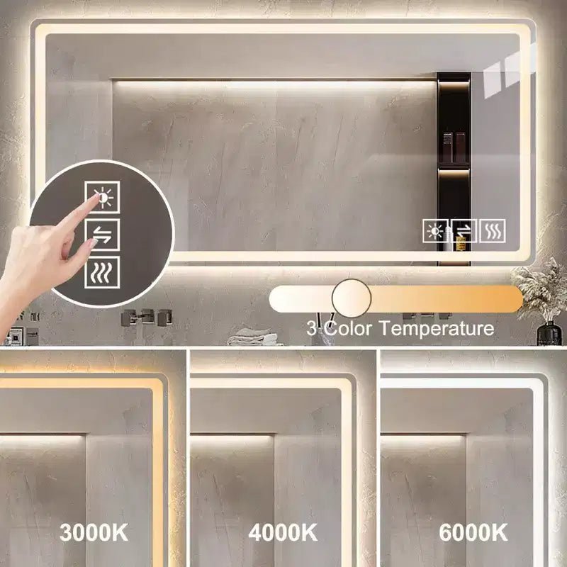 48x32 LED Bathroom Mirror: 3 Colors, 5-Level Dimmable, Anti-Fog, Wall Mounted, Horizontal/Vertical - Image 7